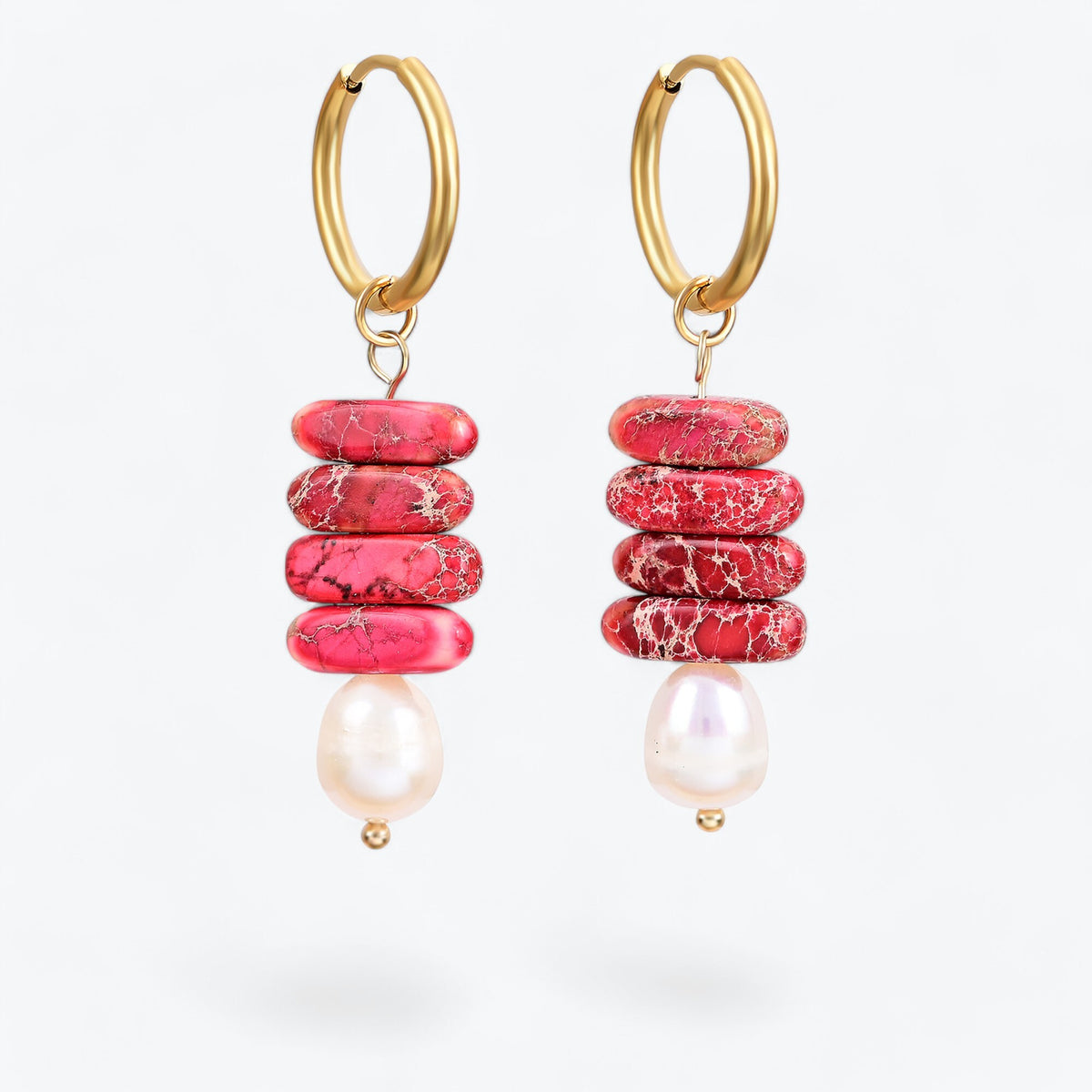 Brincos Argola Ocean Bliss de Pérola & Jaspe Jade