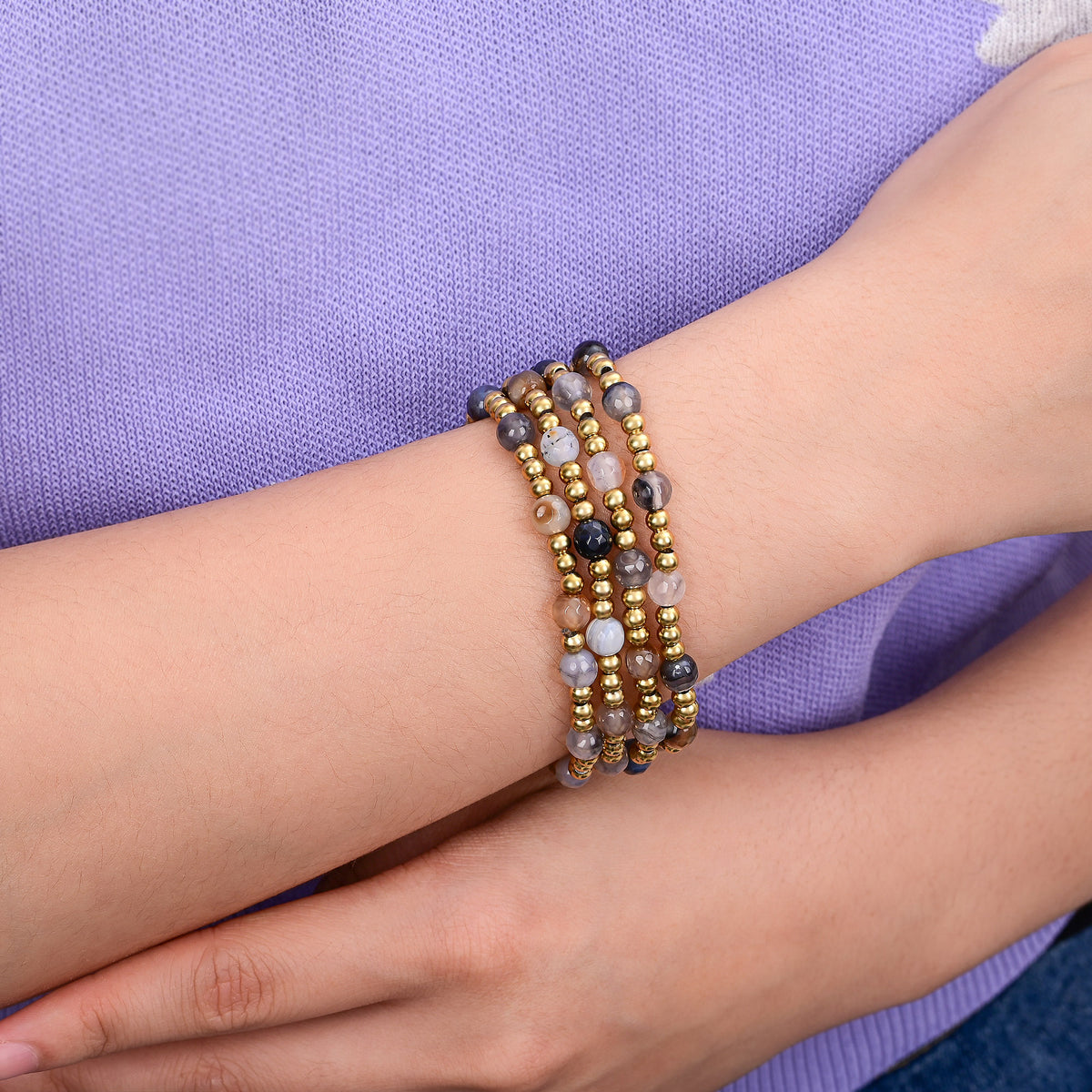 Conjunto de Pulseiras Elegância Ágata