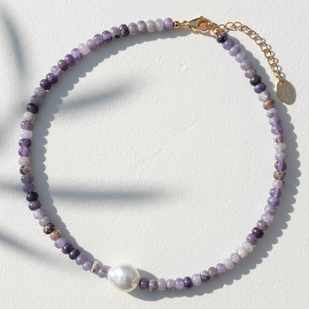 Colar de Pérolas Amethyst Grace