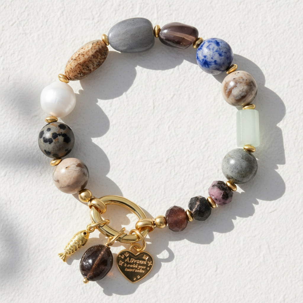 Pulseira de Charme Coração de Obsidiana