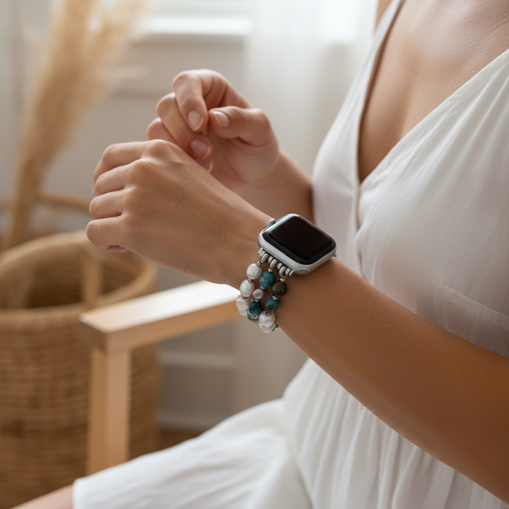 Pulseira Elástica Platinum Noir para Apple Watch