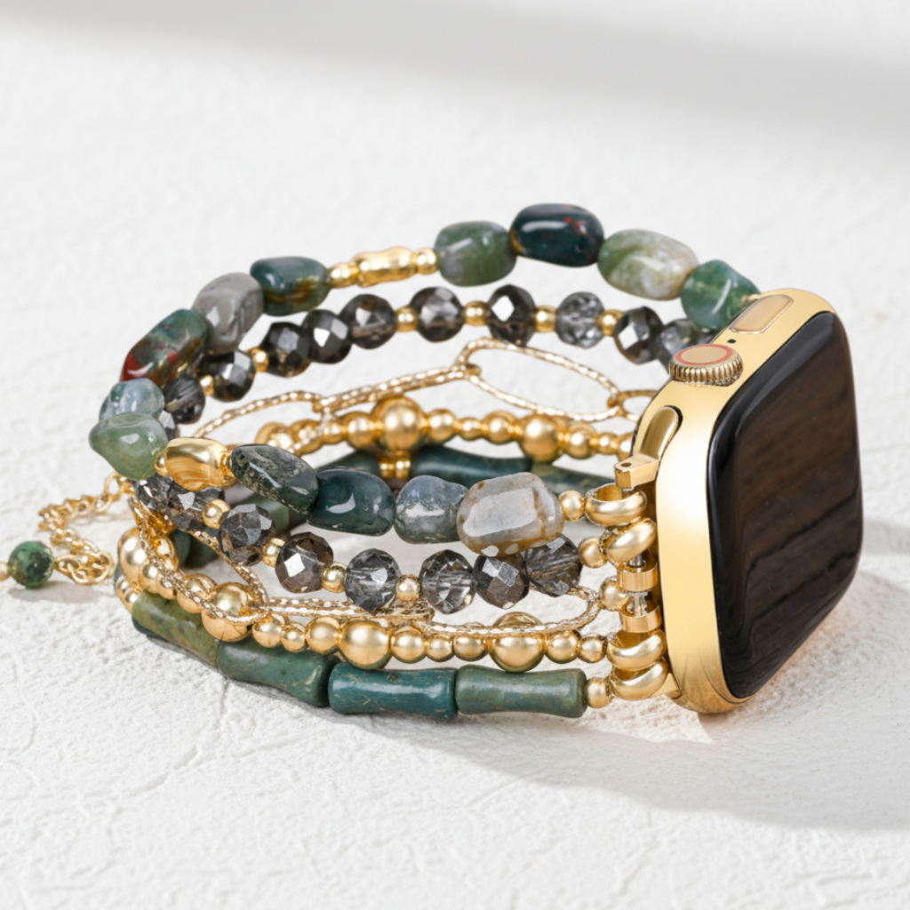 Pulseira Elástica Dourada Verde para Apple Watch