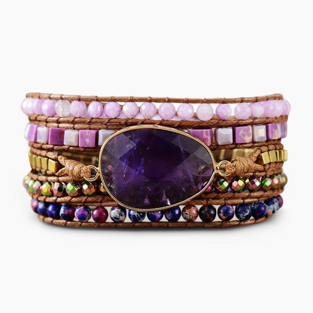 Encantadora Pulseira Envolvente de Ametista