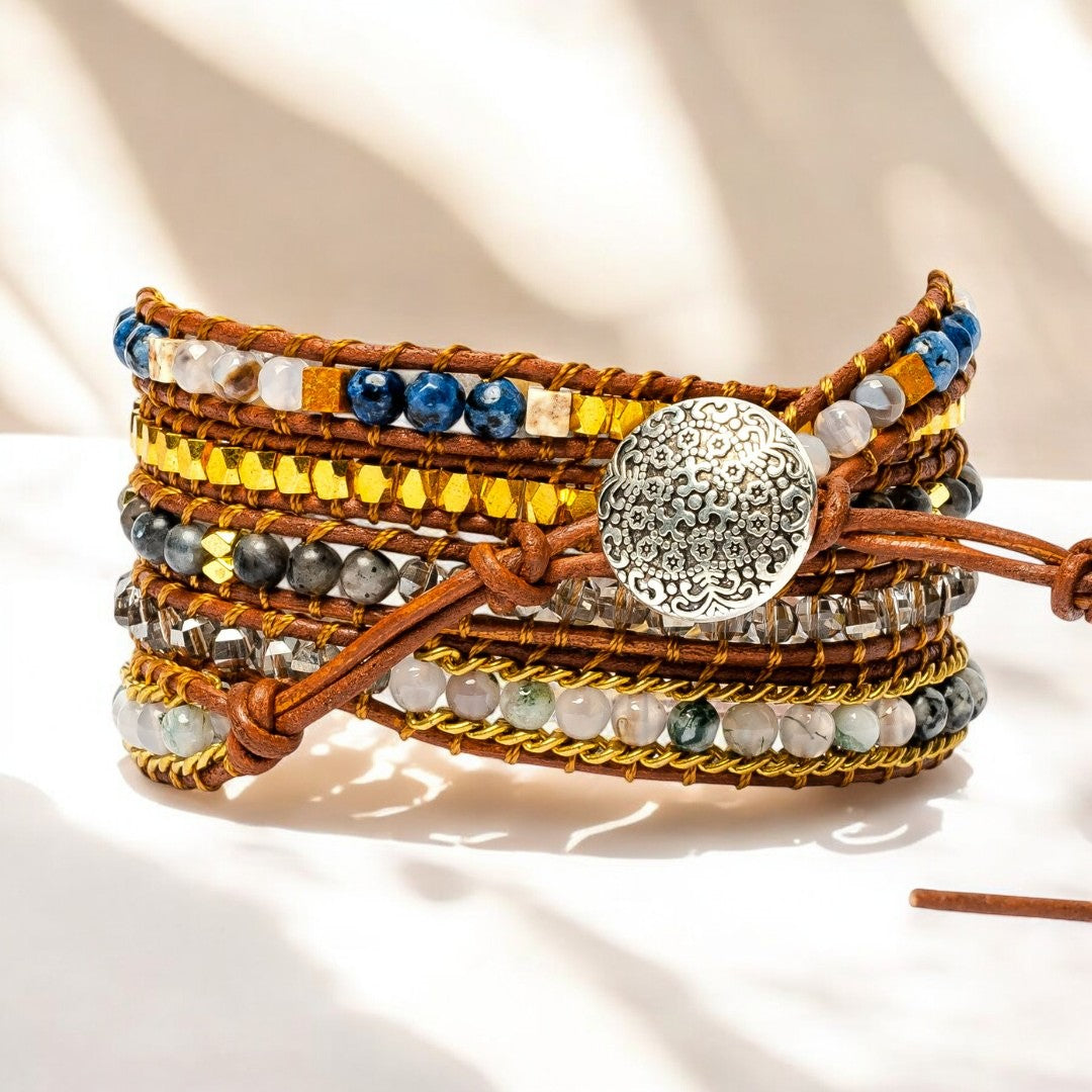 Pulseira Envolvente de Labradorita Etérea