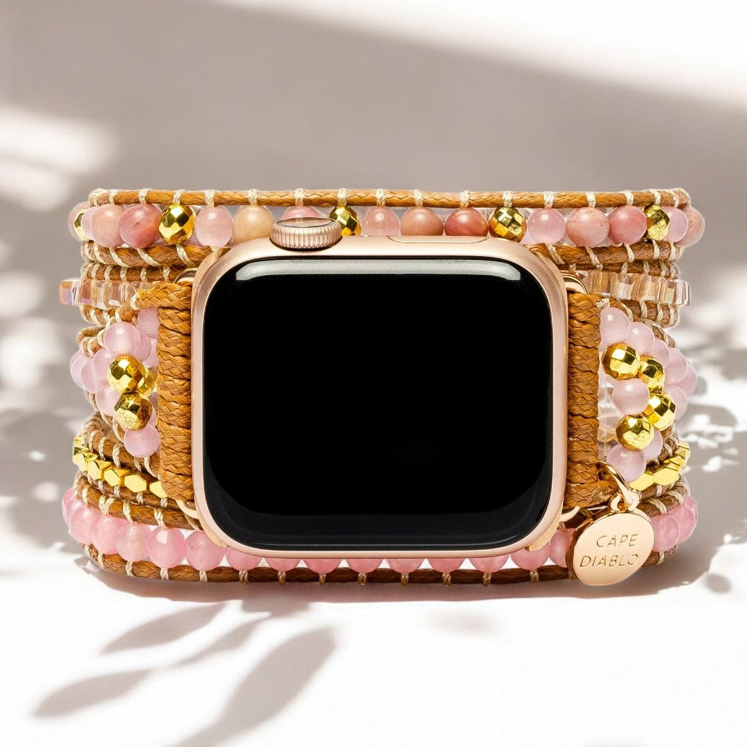Pulseira Apple Watch de Quartzo Rosa Dourado