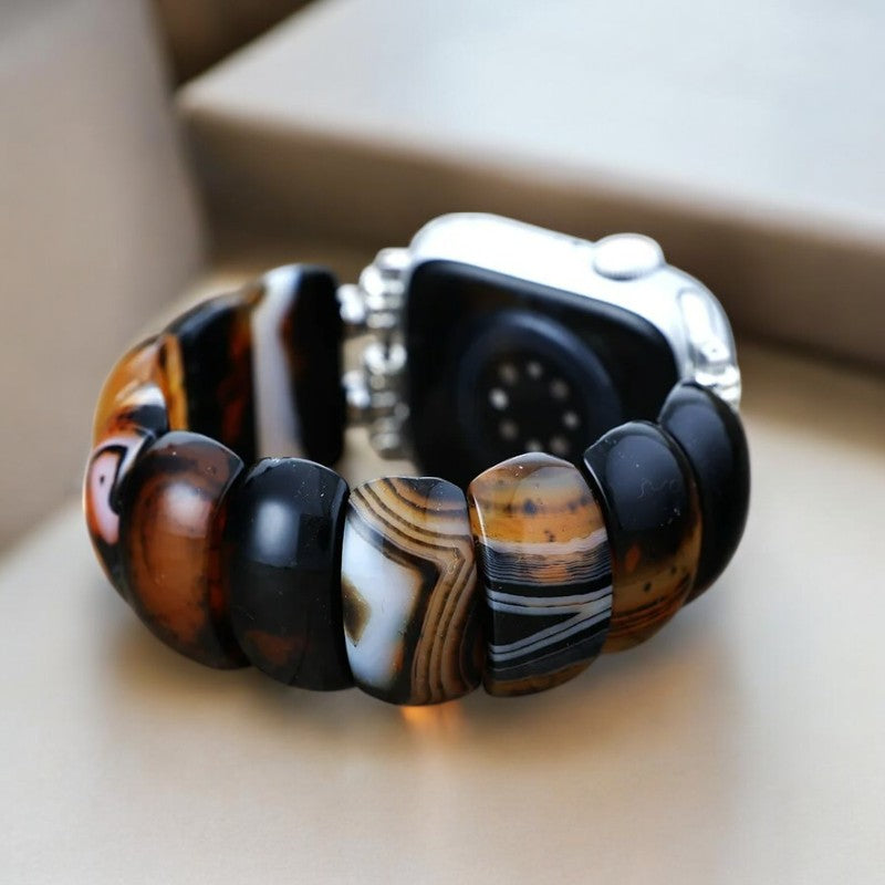 Pulseira Elástica Bohemian Onyx Elegance para Apple Watch