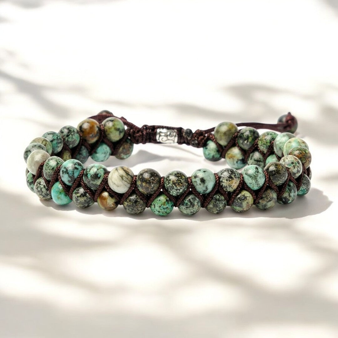 Pulseira Masculina de Turquesa Africana