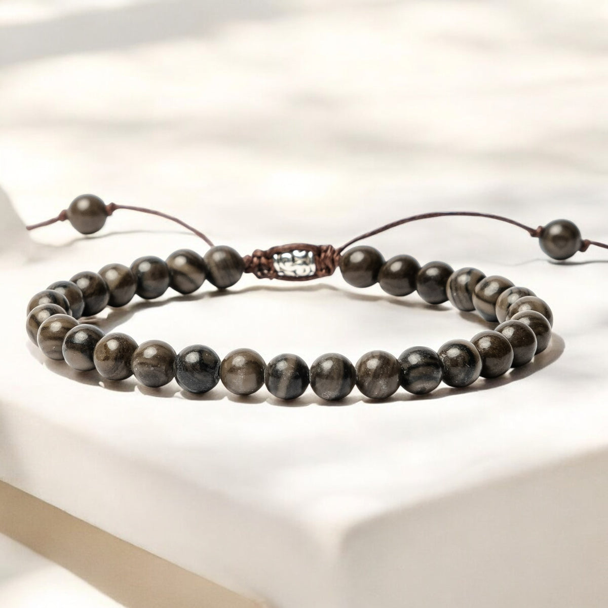 Pulseira masculina de jaspe preto