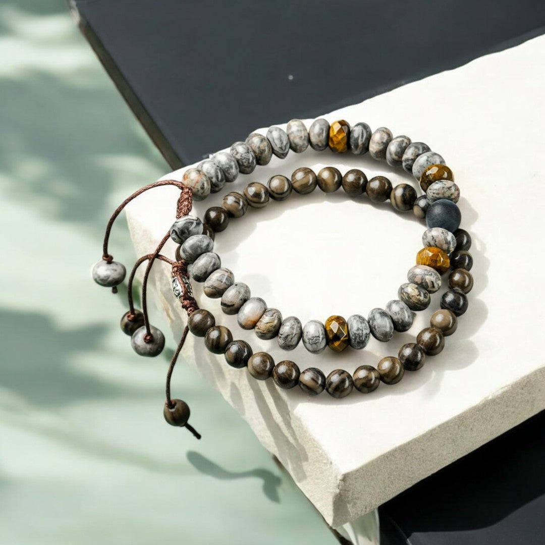 Pulseira masculina de jaspe preto