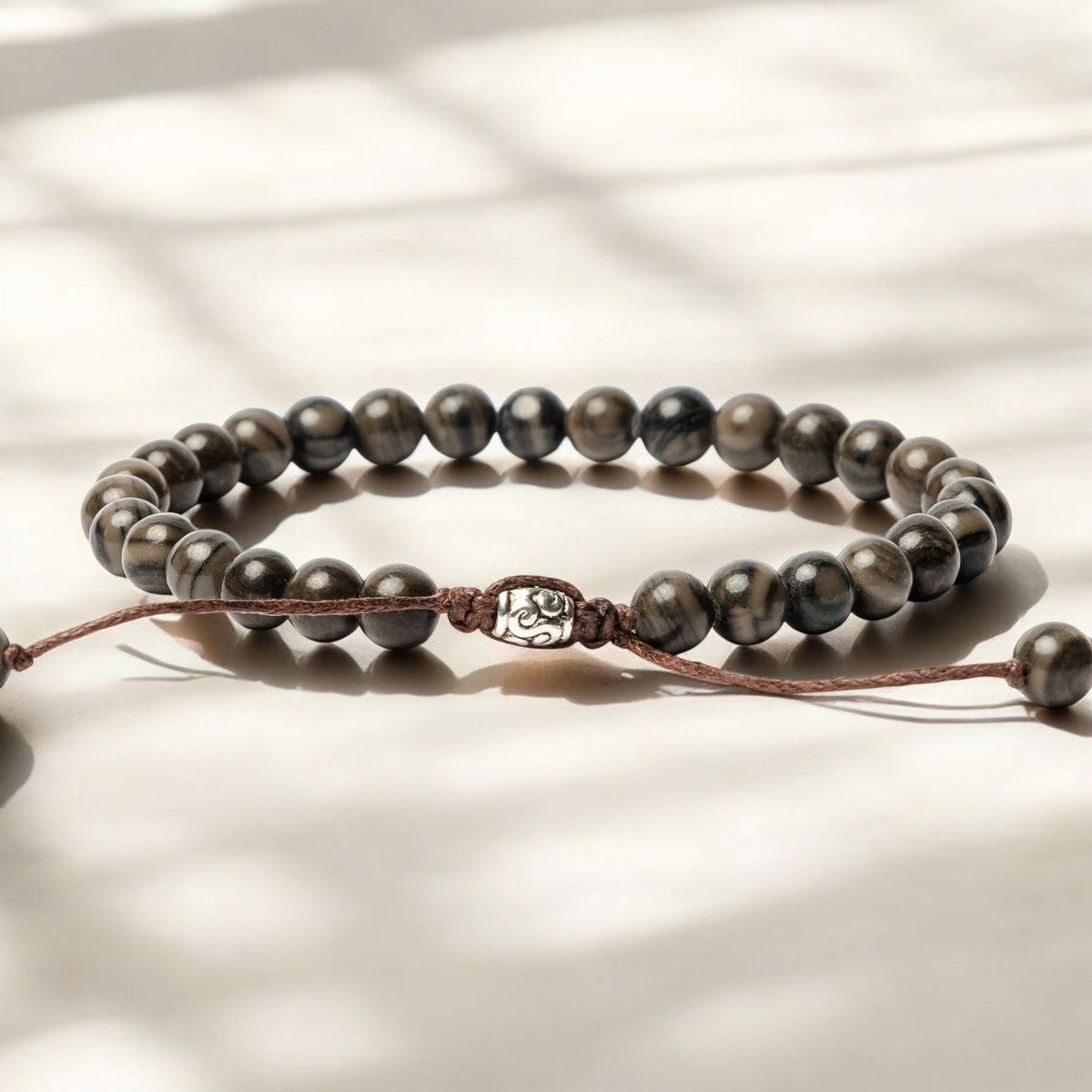 Pulseira masculina de jaspe preto