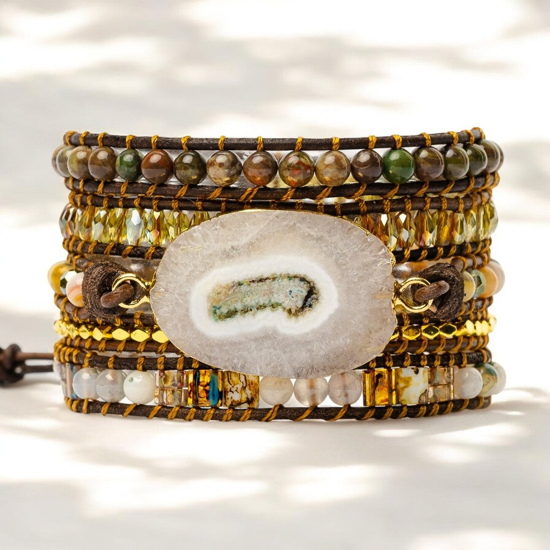 Pulseira Envoltória de Ágata Deusa do Luar