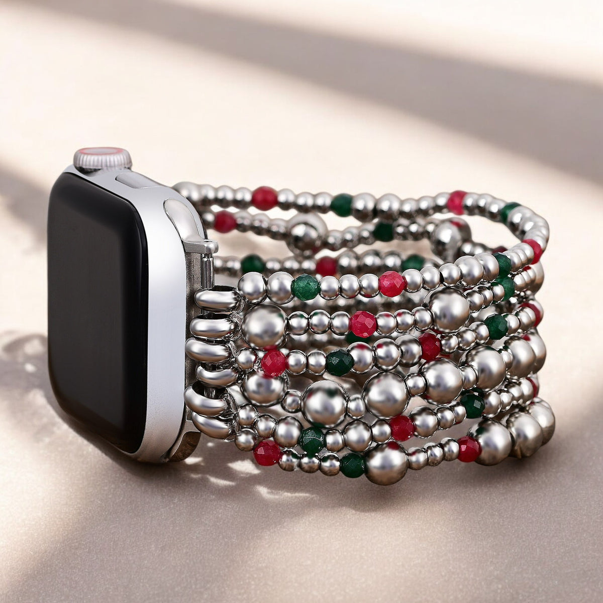 Pulseira Elástica Mágica Prata de Natal para Apple Watch