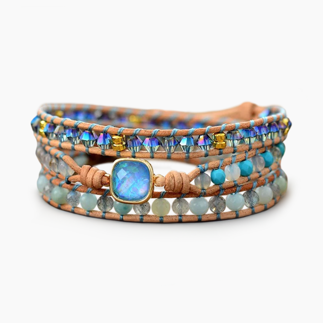 Pulseira Envoltório de Cura com Opala Quadrada