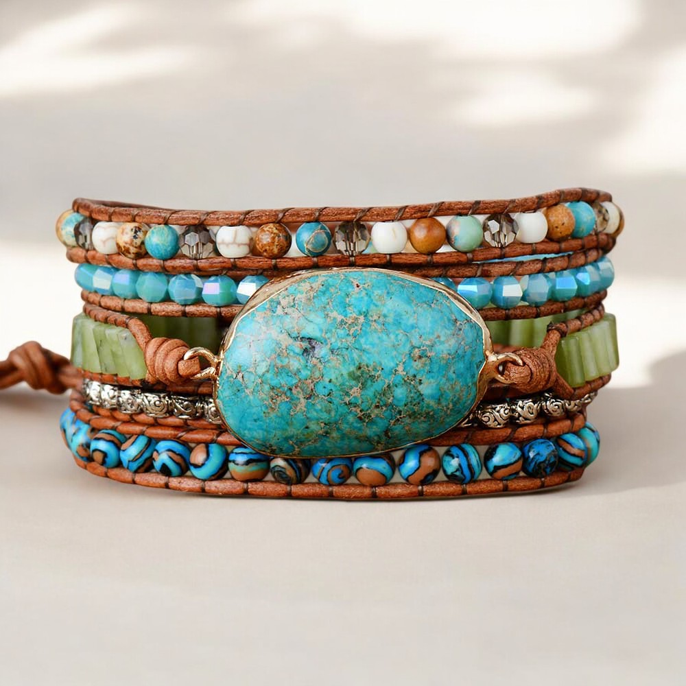 Pulseira de Envoltório de Jaspe Oceano Torcido