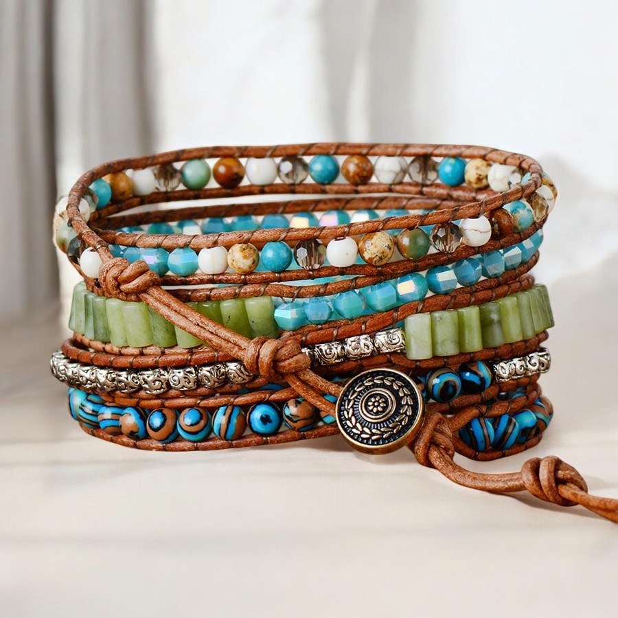 Pulseira de Envoltório de Jaspe Oceano Torcido