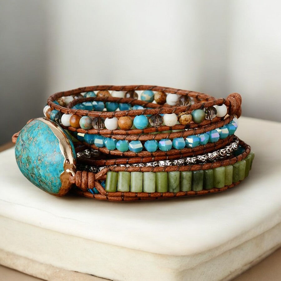 Pulseira de Envoltório de Jaspe Oceano Torcido