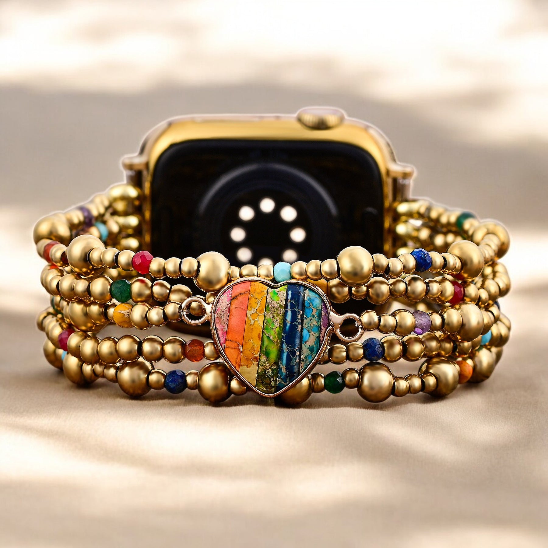 Pulseira Golden Essence Heart Stretch para Apple Watch