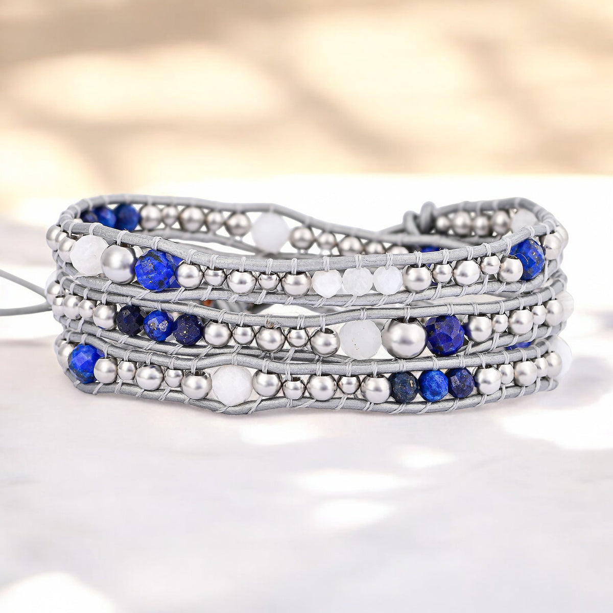 Pulseira Envoltório de Proteção Celestial de Lápis-Lazúli