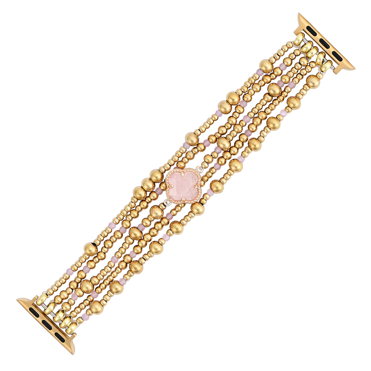 Pulseira Elástica Elegância Quartzo Rosa Encantado para Apple Watch