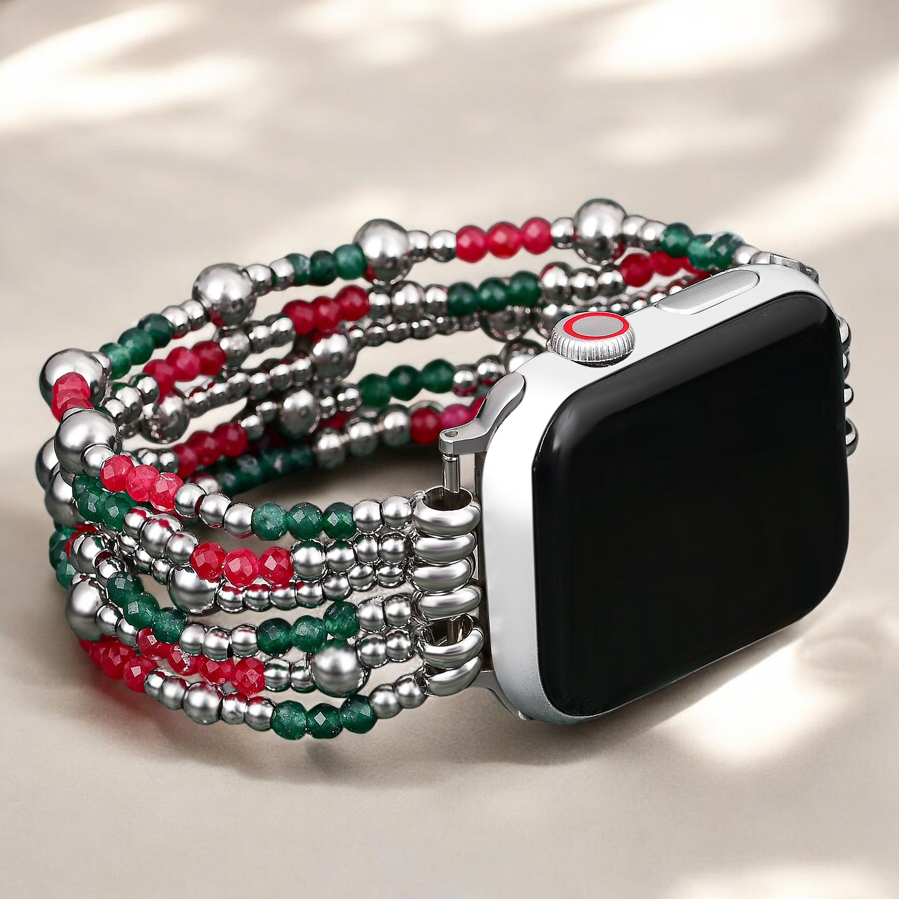 Pulseira Elástica Apple Watch Elegância Prateada Festiva