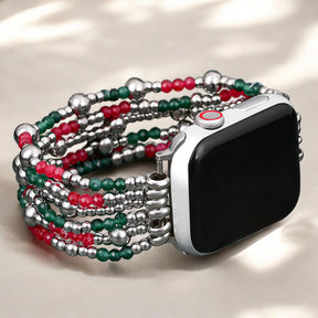 Pulseira Elástica Apple Watch Elegância Prateada Festiva