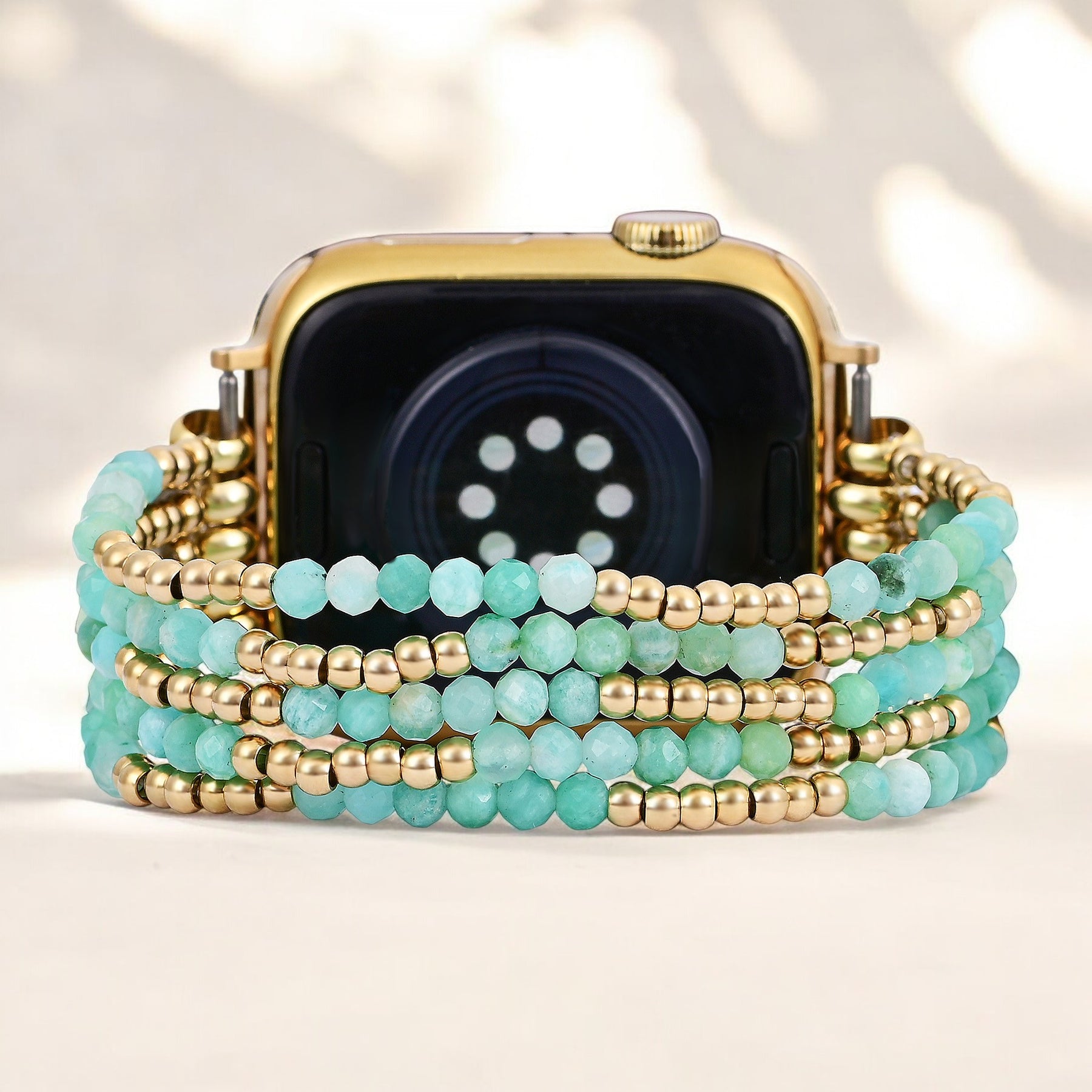 Pulseira elástica de Amazonita luminosa para Apple Watch