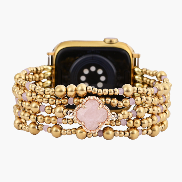 Pulseira de Apple Watch Elegância de Quartzo Rosa Encantado