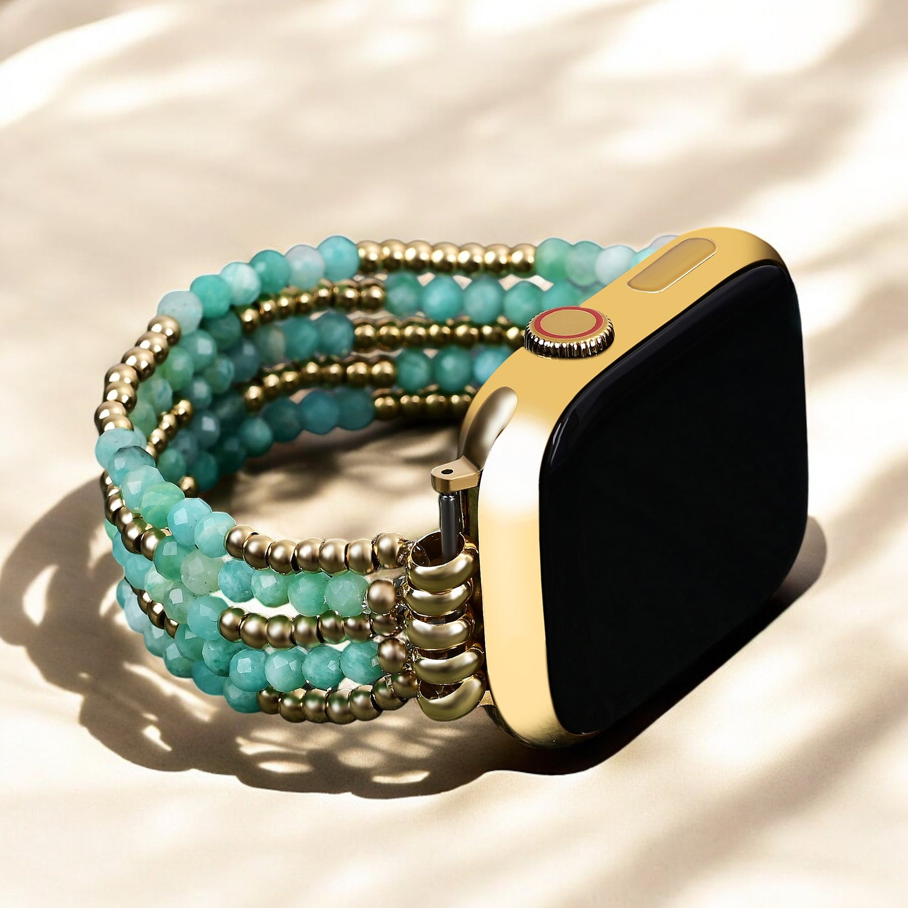 Pulseira elástica de Amazonita luminosa para Apple Watch