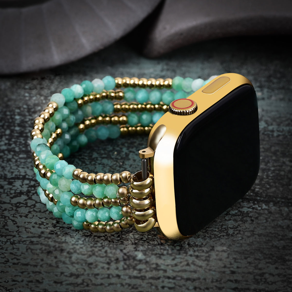 Pulseira elástica brilhante Amazonite para Apple Watch