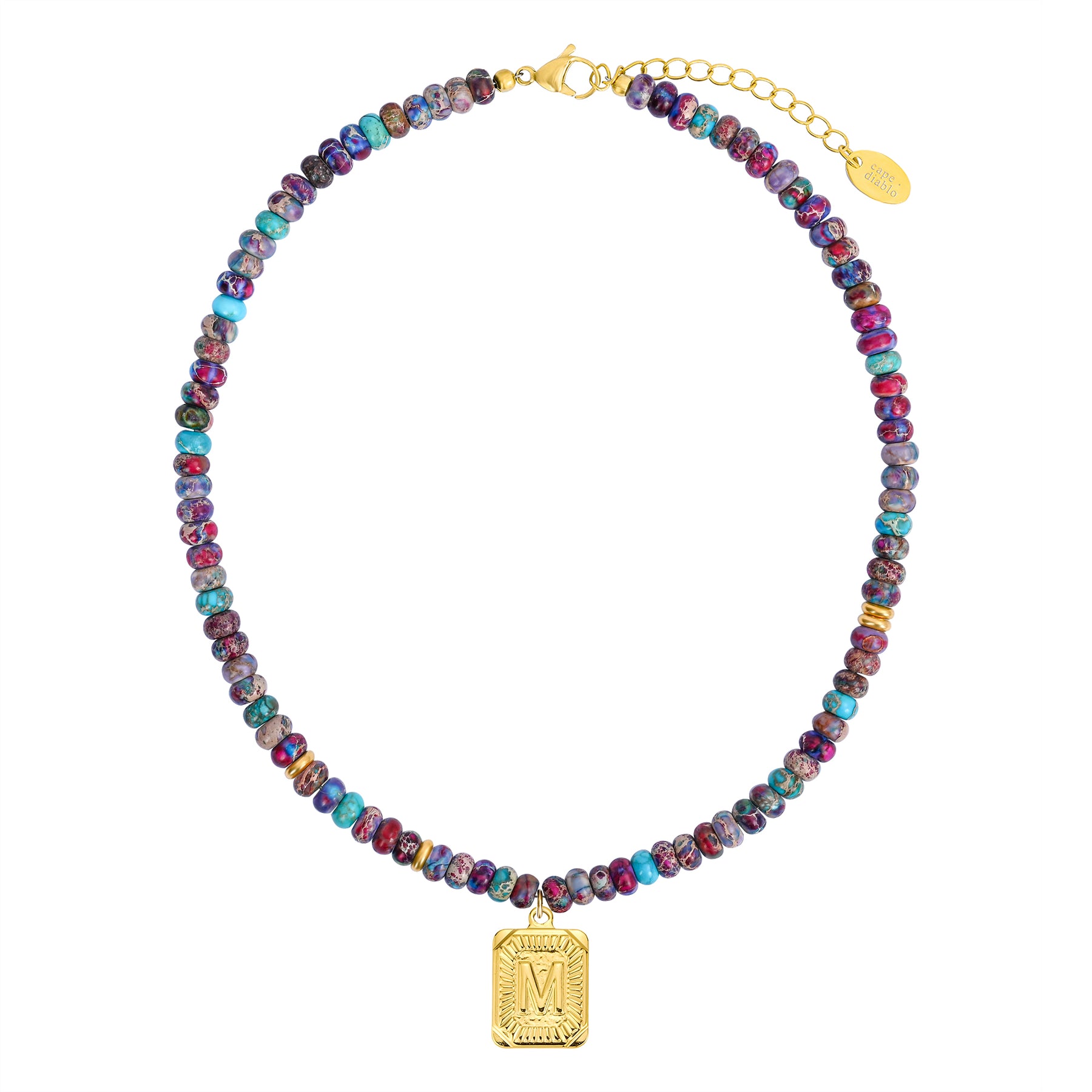 Colar de Letra com Jaspe Imperial Azul