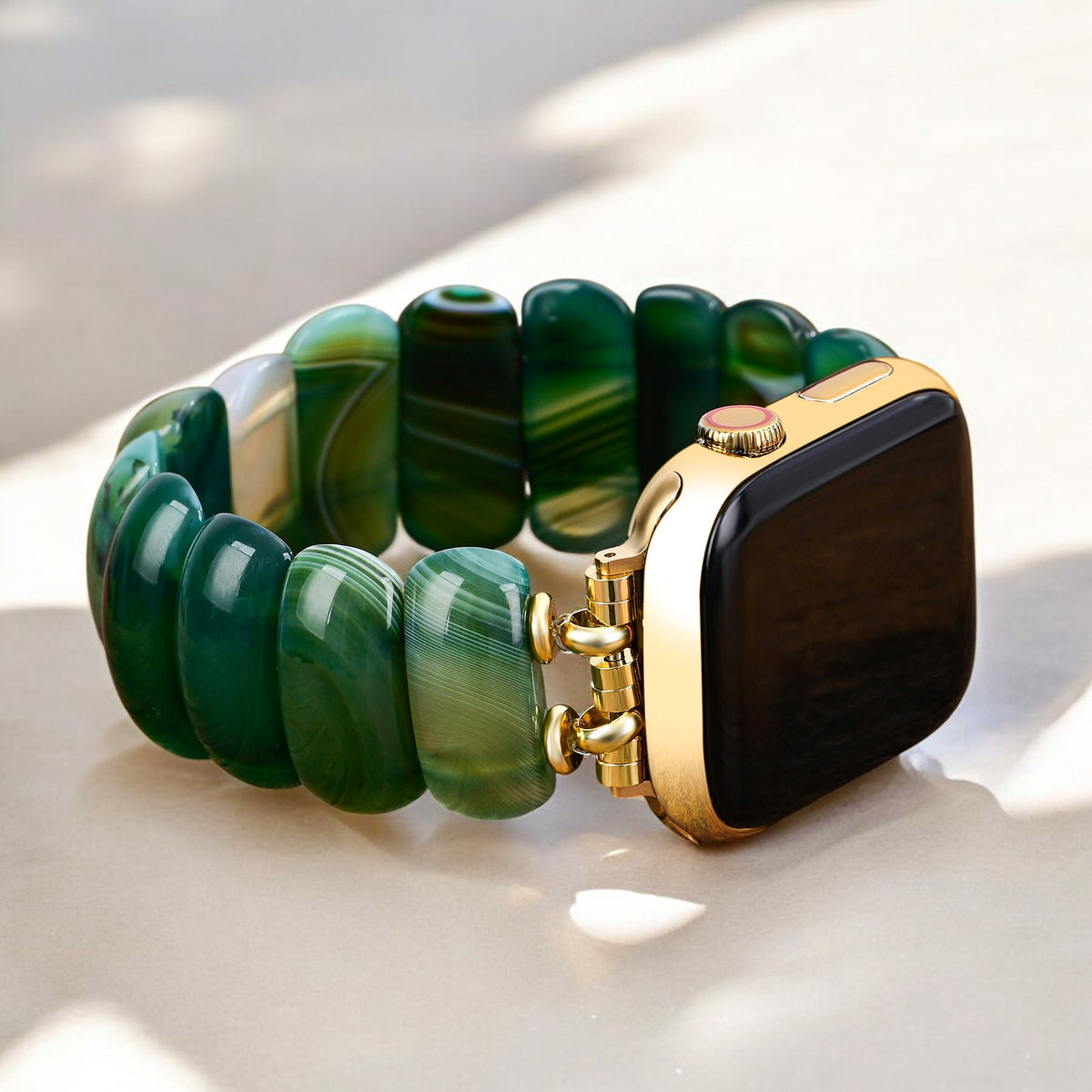 Pulseira Elástica de Ágata Emerald Grove para Apple Watch