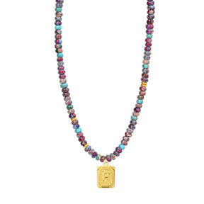 Colar de Letra com Jaspe Imperial Azul