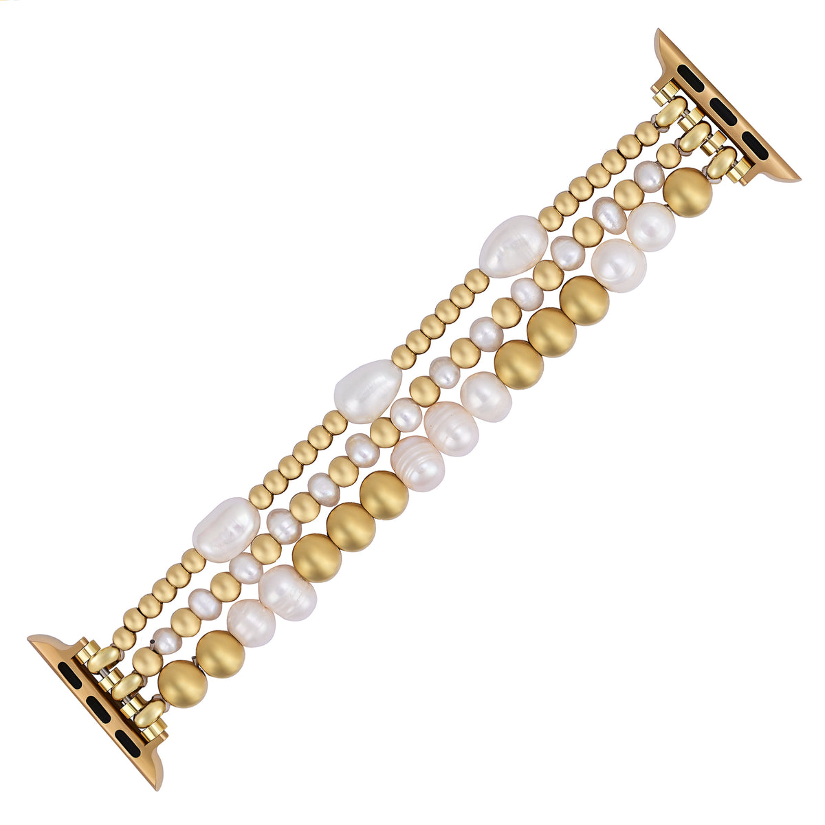 Pulseira Elástica de Pérola de Água Doce Dourada para Apple Watch