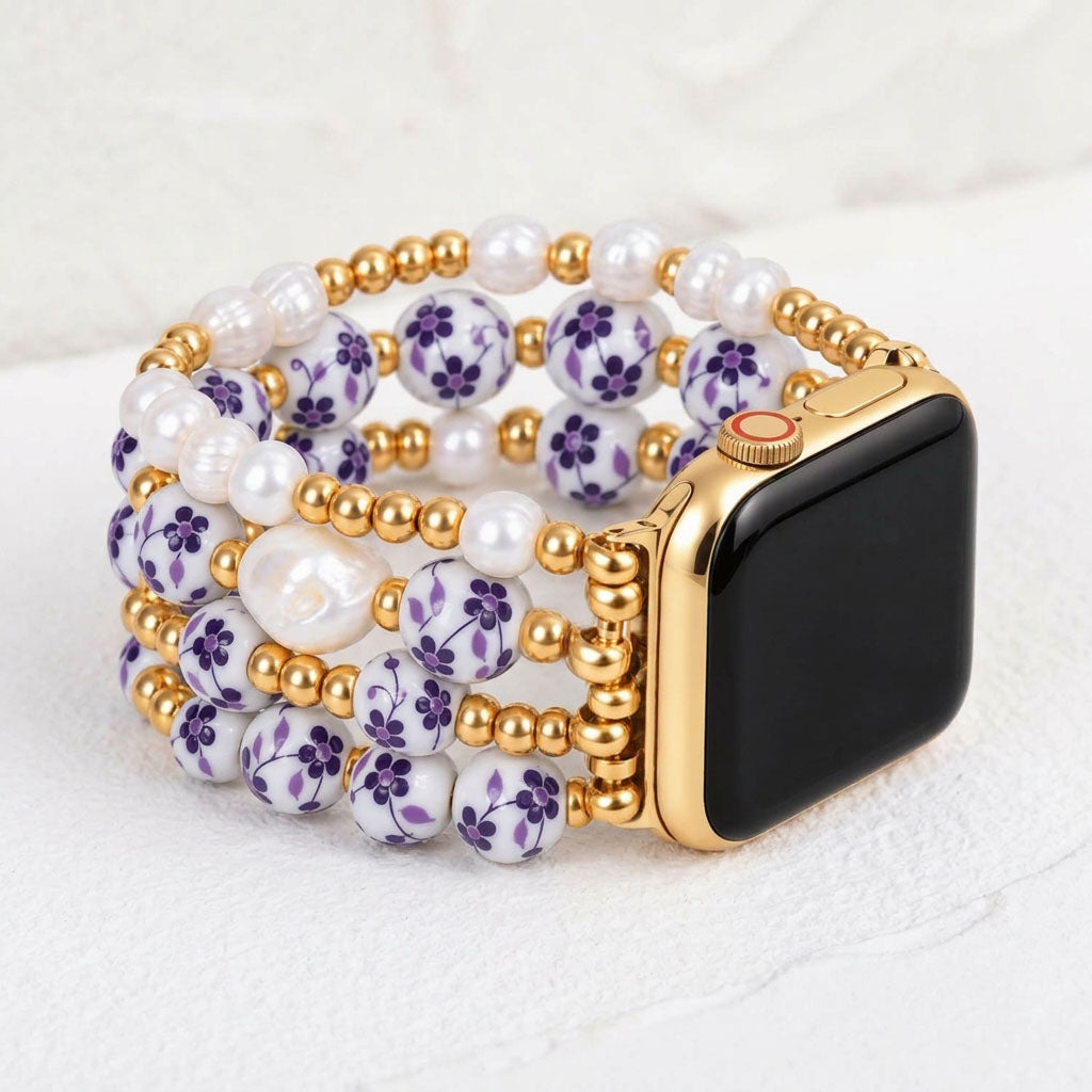 Pulseira para Apple Watch Porcelain Garden Florescer Violeta