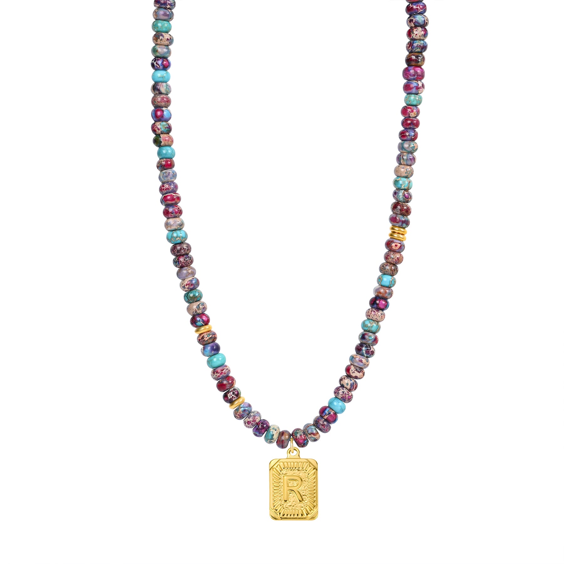 Colar de Letra com Jaspe Imperial Azul