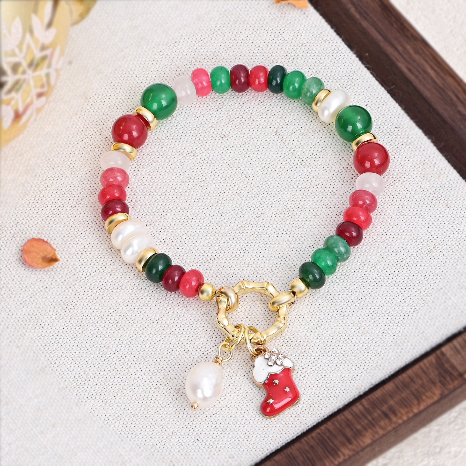 Pulseira Pérola Brilho de Natal