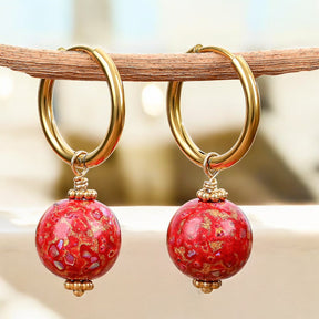 Brincos de Argola com Esferas Pontilhadas Crimson Orbit