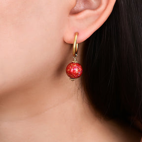 Brincos de Argola com Esferas Pontilhadas Crimson Orbit