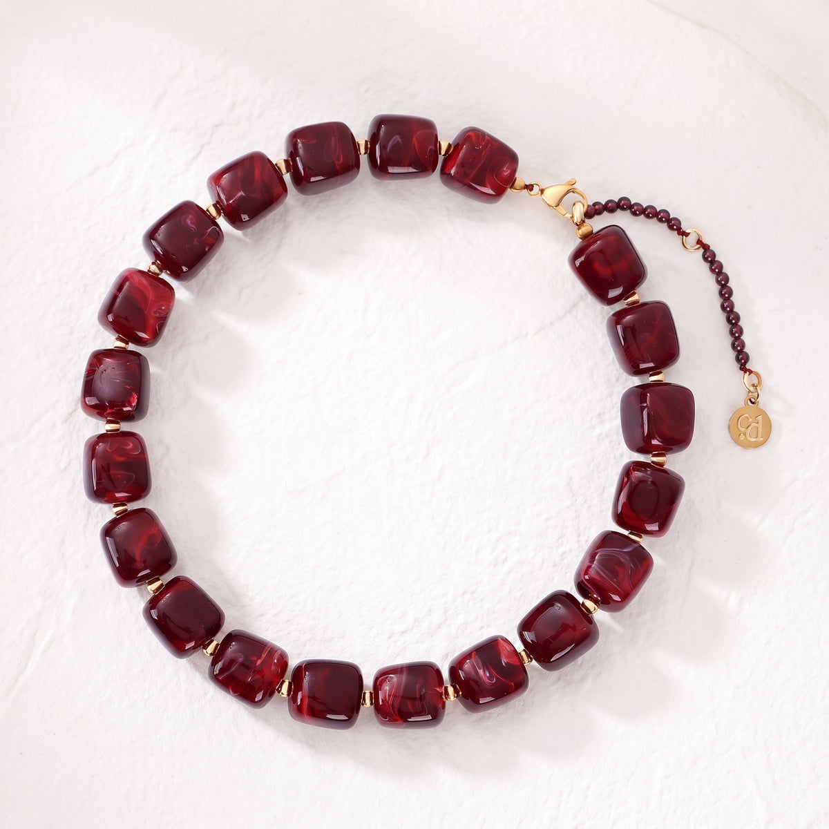 Colar de Miçangas Quadradas Grossas Vermelho