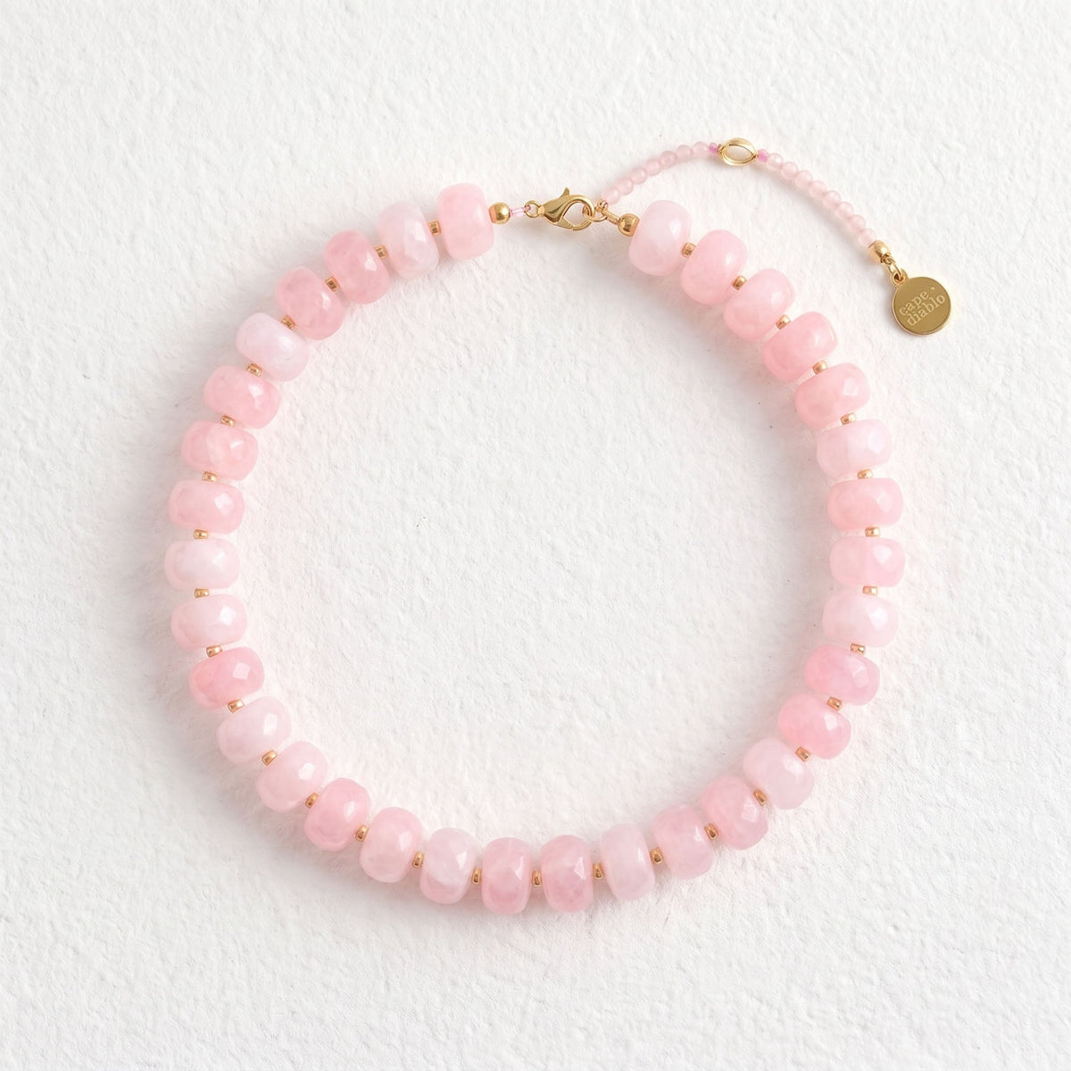 Colar robusto de quartzo rosa com blush dos sonhos