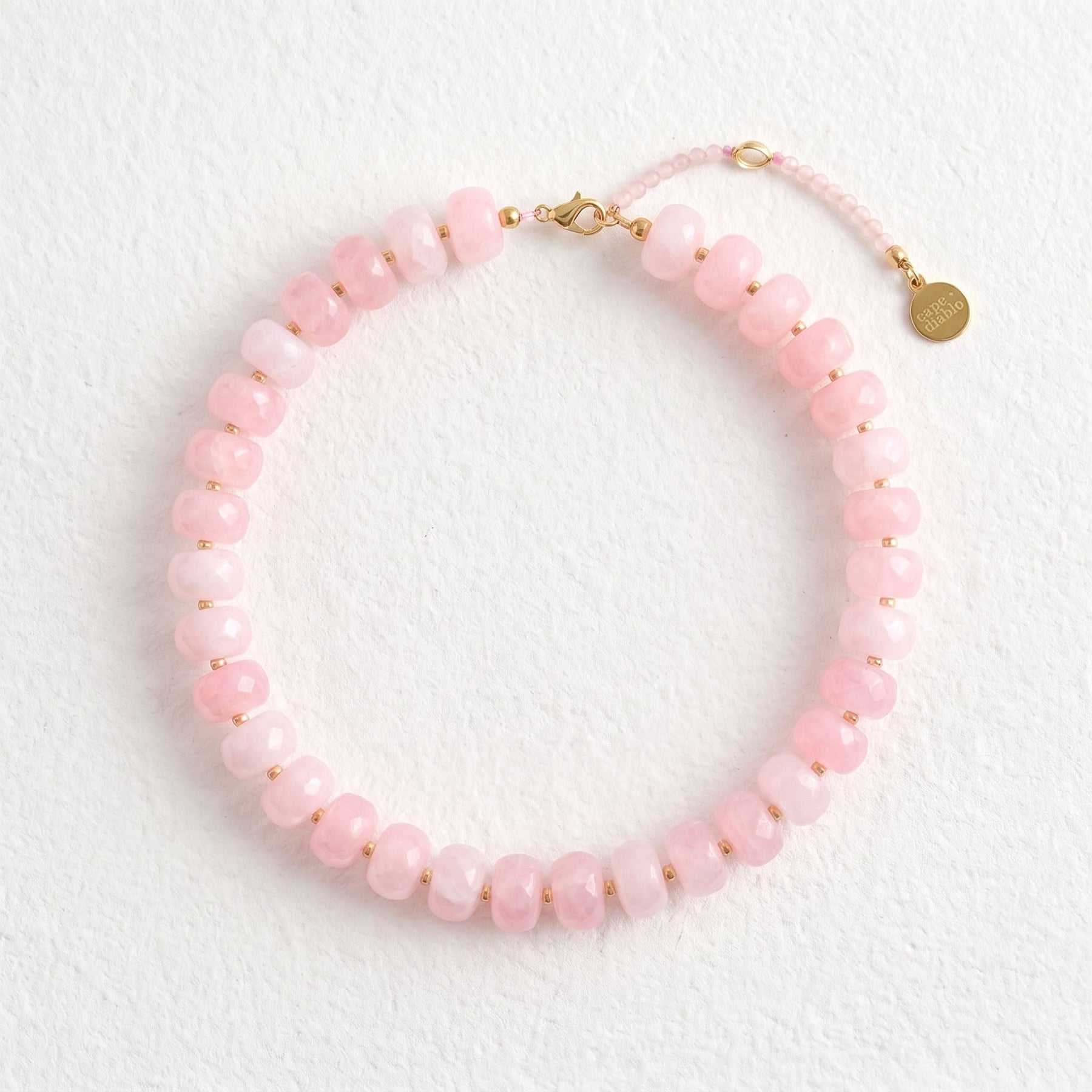 Colar robusto de quartzo rosa com blush dos sonhos