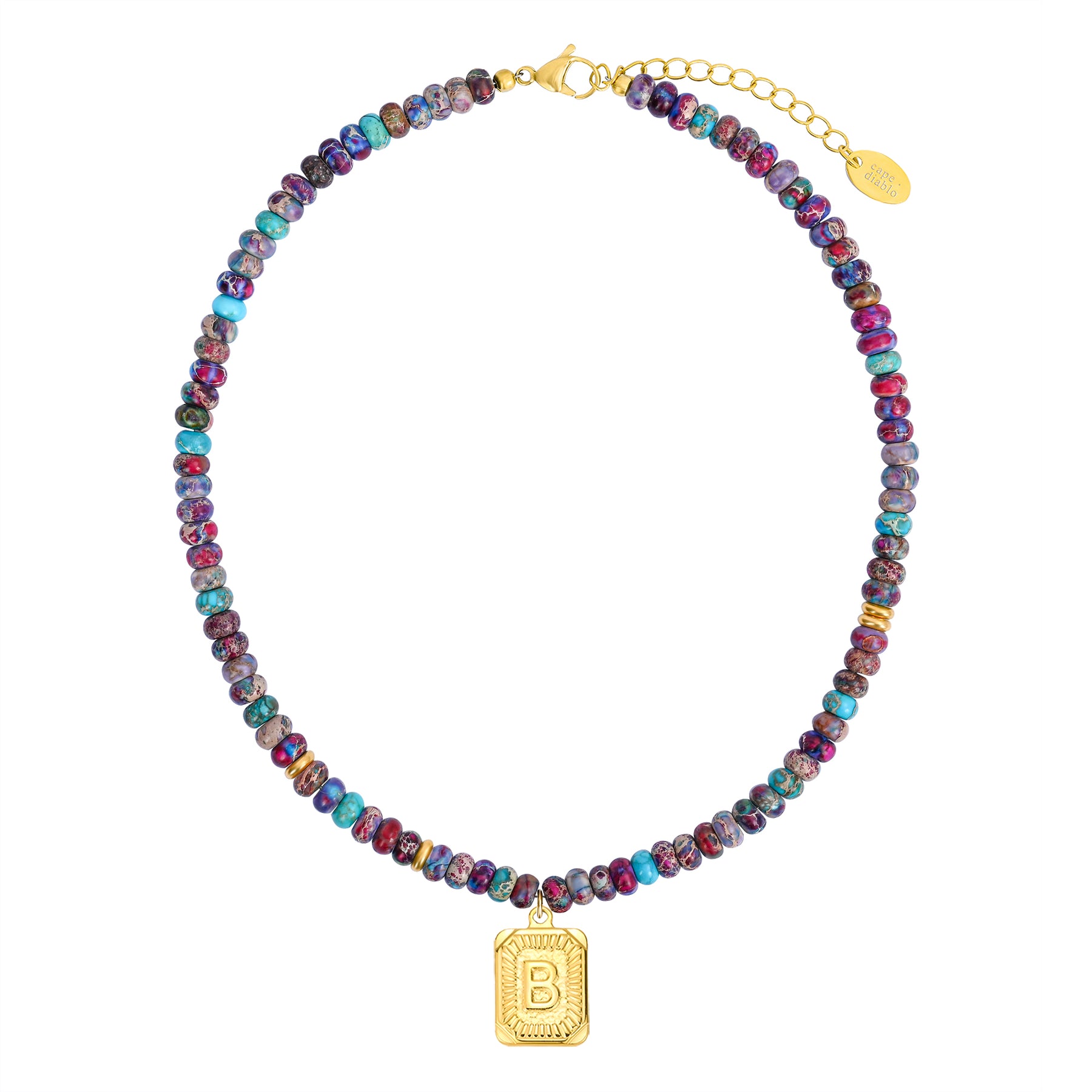 Colar de Letra com Jaspe Imperial Azul