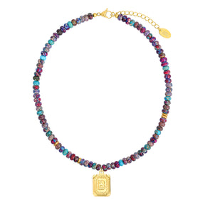 Colar de Letra com Jaspe Imperial Azul