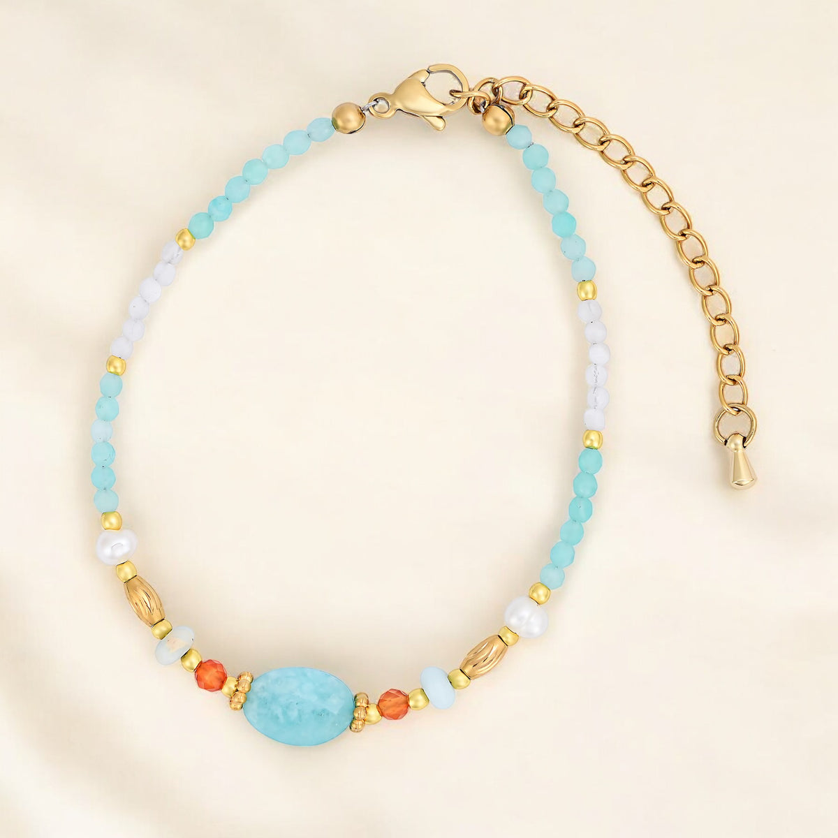 Pulseira de Lótus de Ágata da Meia-Noite