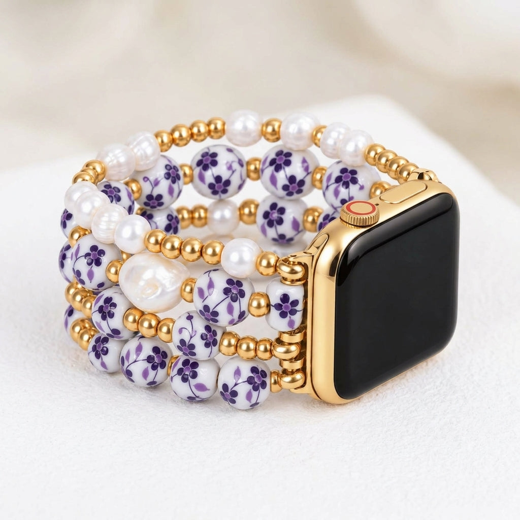 Pulseira para Apple Watch Porcelain Garden Florescer Violeta