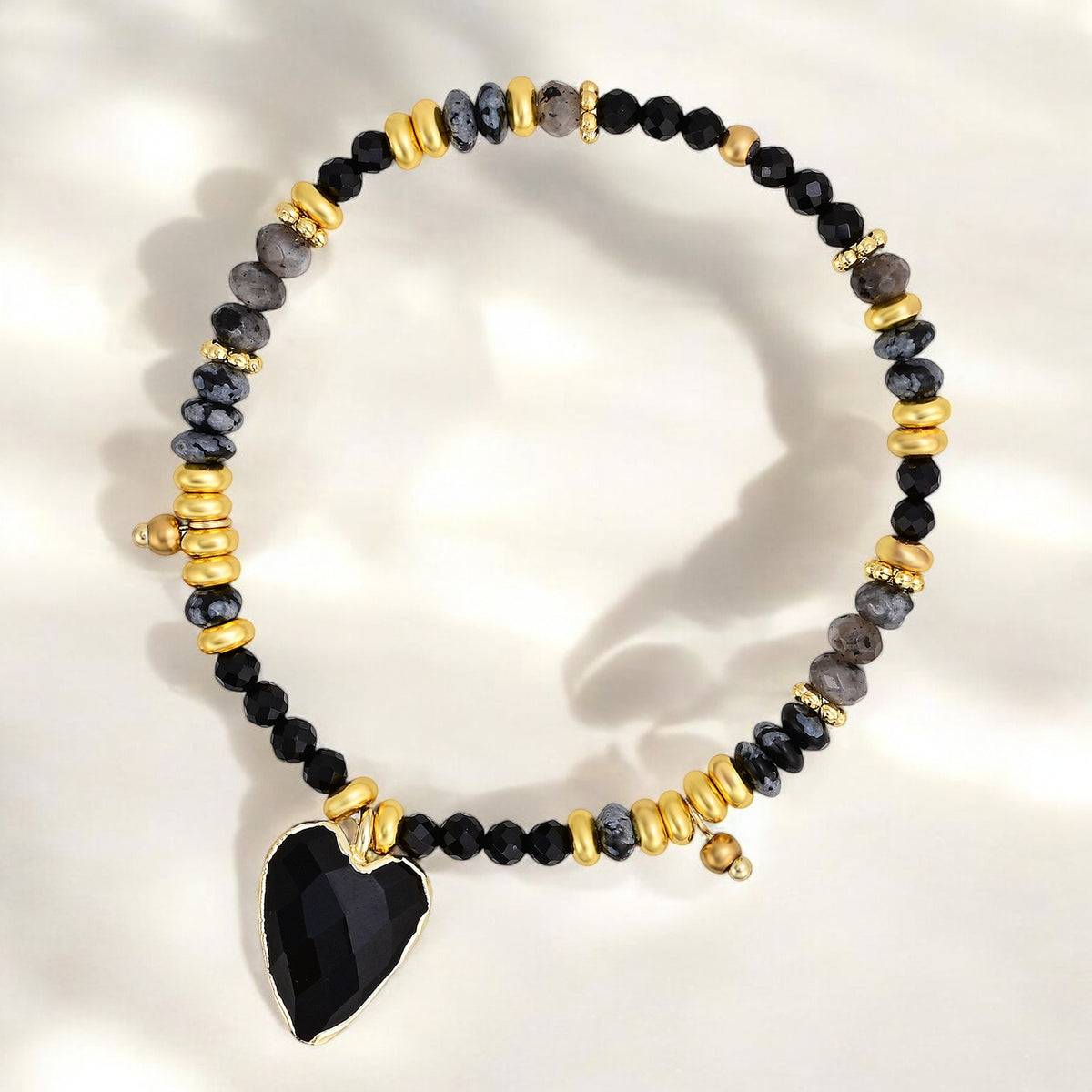 Pulseira de Lótus de Ágata da Meia-Noite