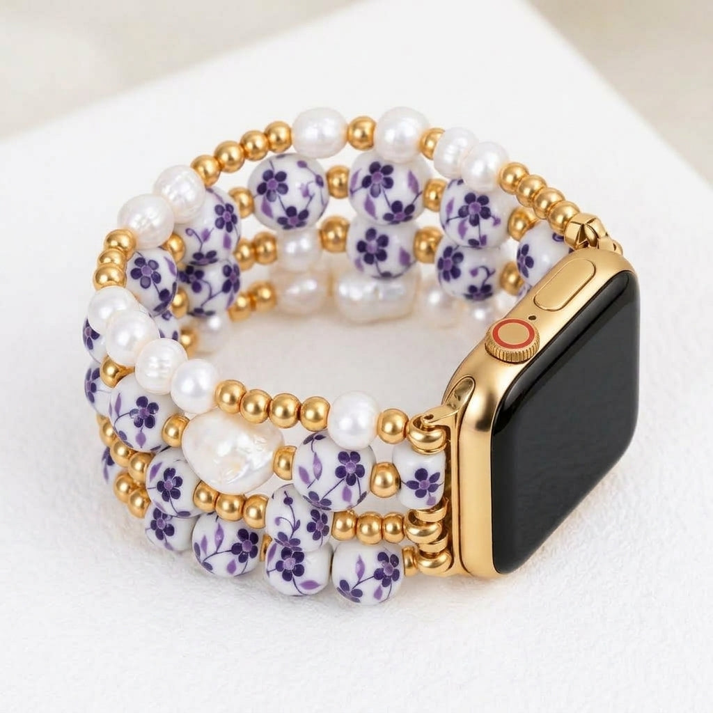 Pulseira para Apple Watch Porcelain Garden Florescer Violeta