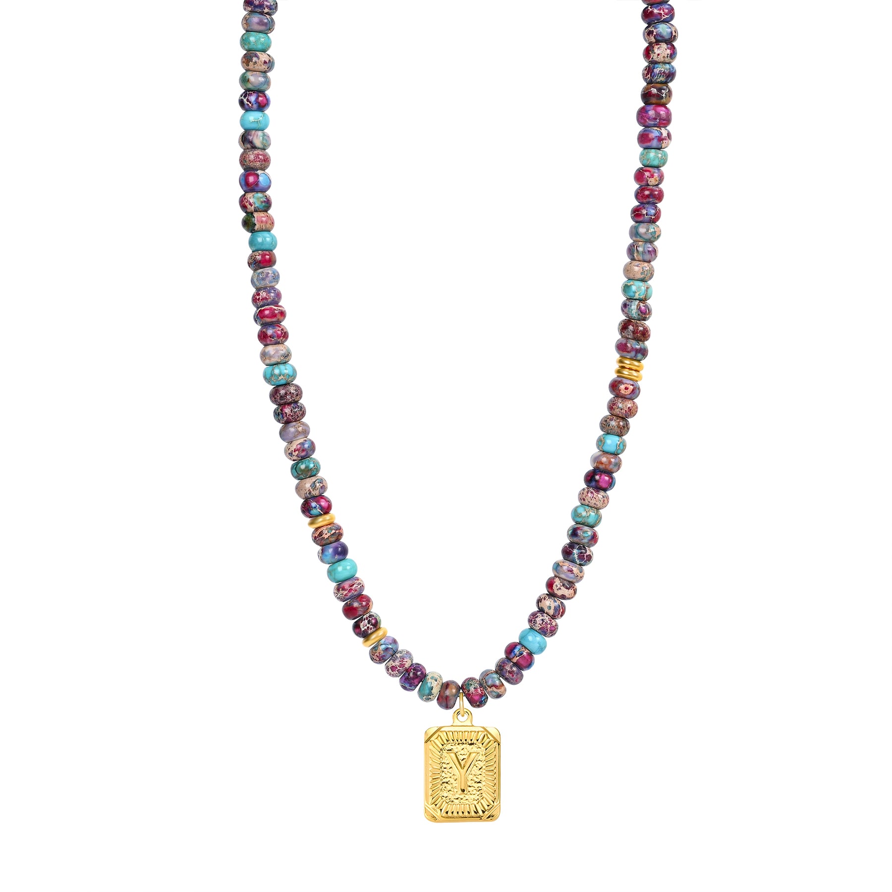 Colar de Letra com Jaspe Imperial Azul