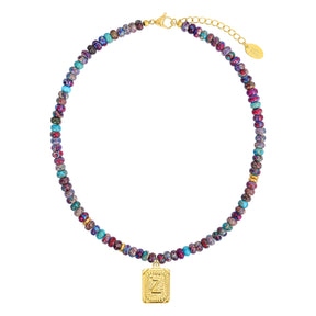 Colar de Letra com Jaspe Imperial Azul