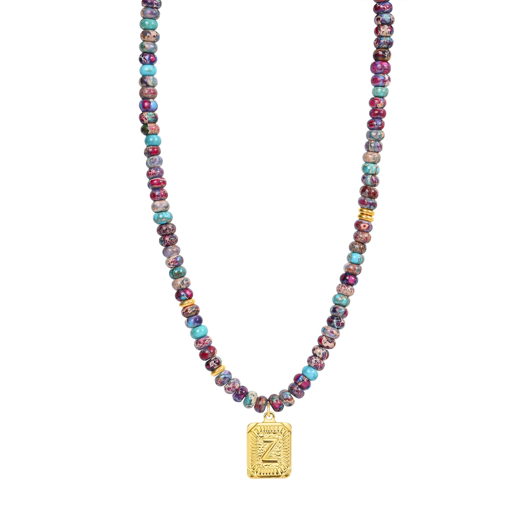 Colar de Letra com Jaspe Imperial Azul